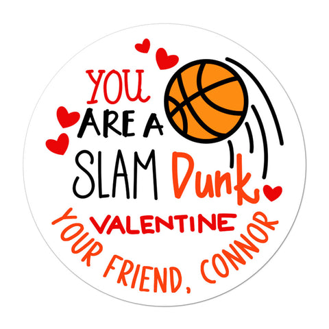 Basketball Personalized Valentines Day Sticker