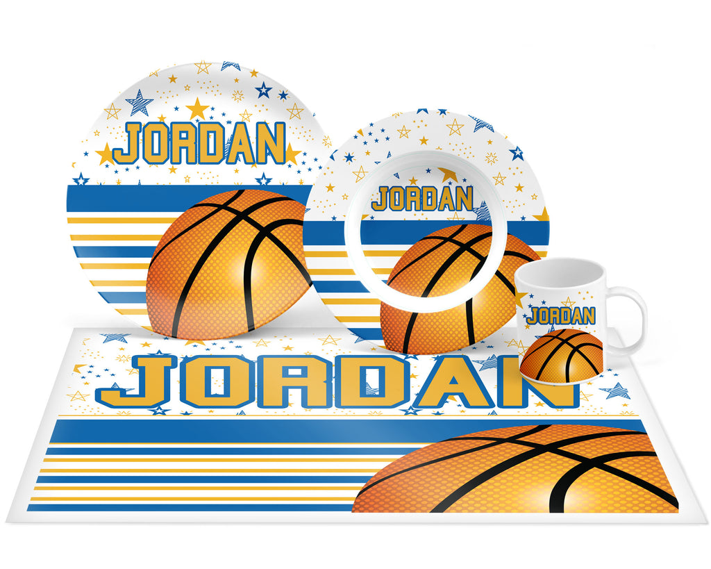 Personalized Basketball Plate, Bowl, Mug, Placemat Set - Choose Your Pieces
