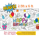 Birthday Coloring Banner, Poster, Paper Table Cover