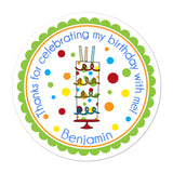 Whimsical Birthday Cake Personalized Sticker Birthday Stickers - INKtropolis