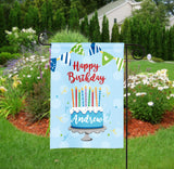 Personalized Happy Birthday Cake Garden Flag - Party Flag