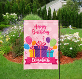 Personalized Girls Birthday Presents Garden Flag - Party Flag - Birthday Sign