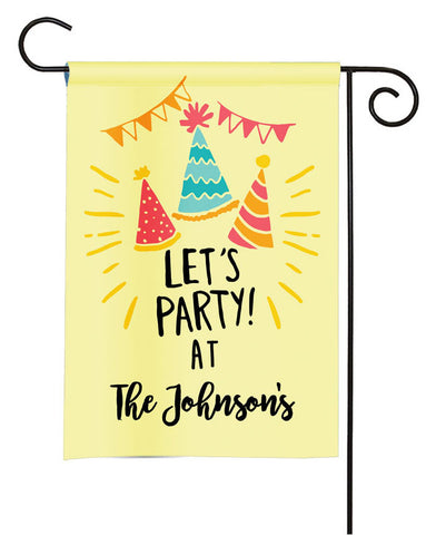 Personalized Celebration Let's Party Garden Flag - Party Flag - Birthday Sign