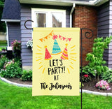 Personalized Celebration Let's Party Garden Flag - Party Flag - Birthday Sign