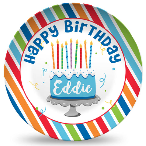 Personalized Boys Happy Birthday Cake Plate