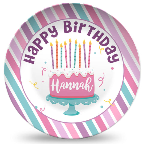 Personalized Girls Happy Birthday Cake Plate