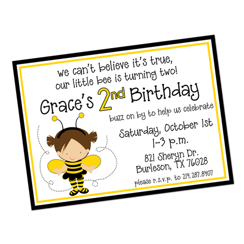 Bumblebee Costume Digital Birthday Invitation