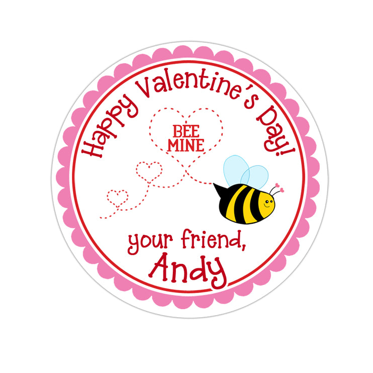 Be Mine BumbleBee Valentines Day Personalized Sticker Valentines Day Stickers - INKtropolis