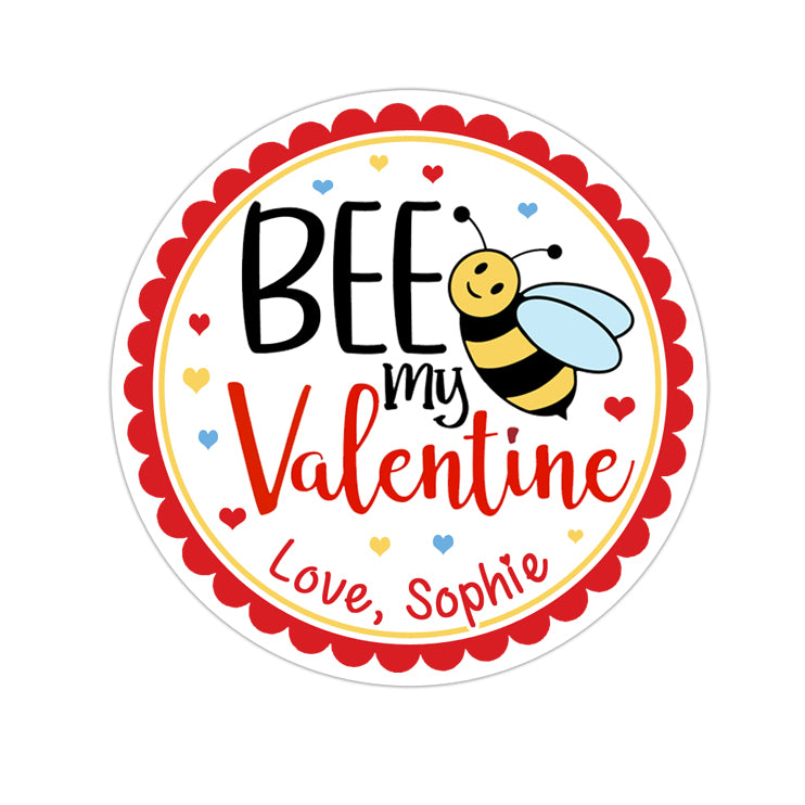 Bee My Valentine Personalized Valentines Day Sticker