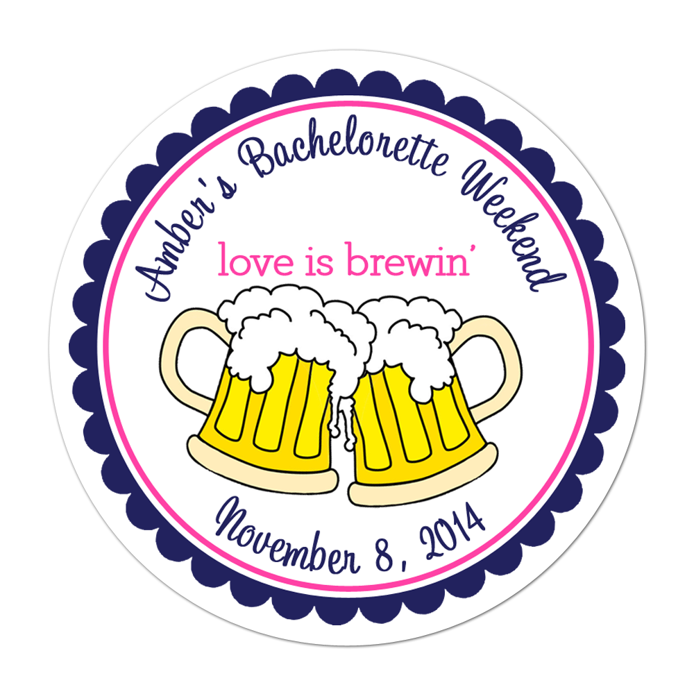 Beer Mugs Bachelorette Personalized Sticker Miscellaneous Stickers - INKtropolis