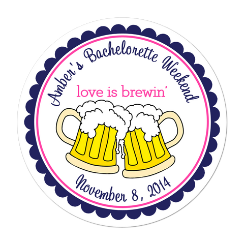 Beer Mugs Bachelorette Party Personalized Sticker