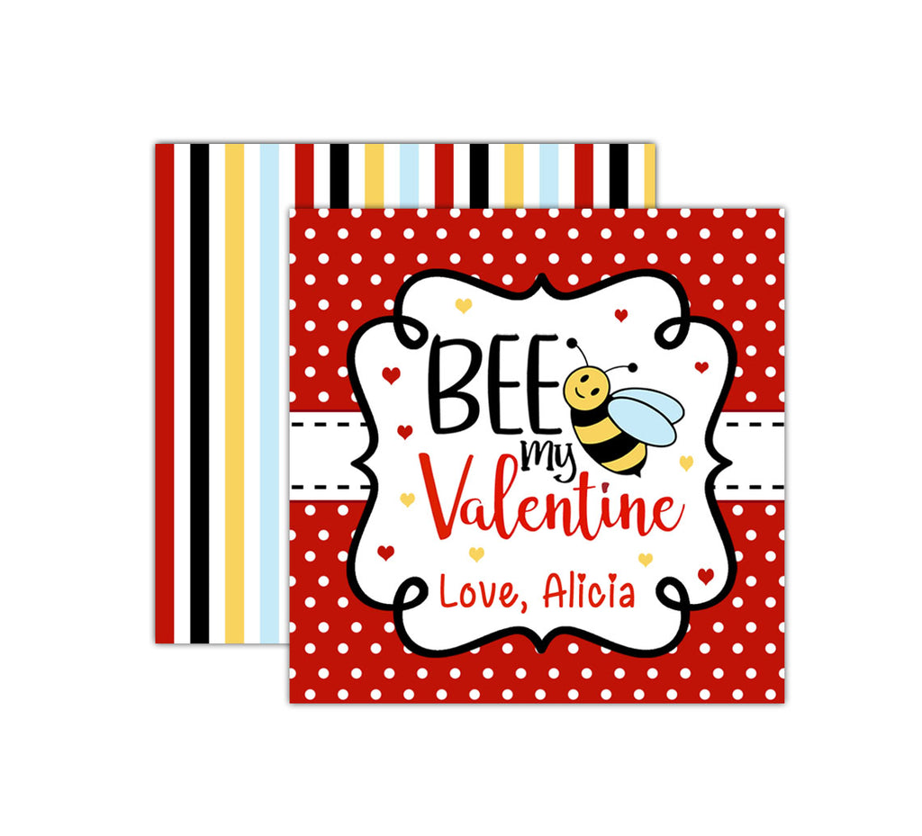 Personalized Bee My Valentine Valentine's Day Tags, Valentine Cards
