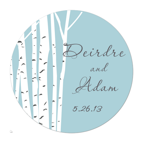 Birch Tree Personalized Wedding Favor Sticker