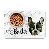 Personalized Pet Food Placemat - Custom Pet Photo - White Marble