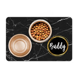 Personalized Pet Food Placemat - Black Marble