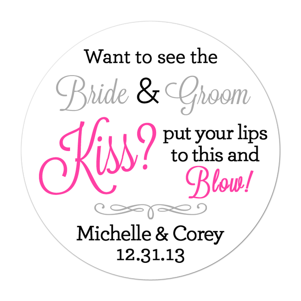 Blow And Kiss Personalized Sticker Wedding Stickers - INKtropolis