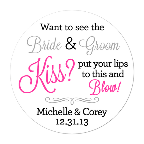 Blow And Kiss Personalized Wedding Favor Sticker