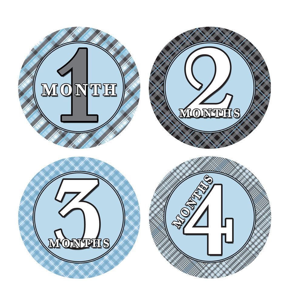 Blue, Gray, Black Monthly Baby Stickers onesie sticker - INKtropolis