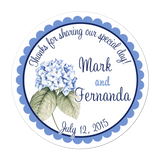 Blue Hydrangea Personalized Sticker Wedding Stickers - INKtropolis