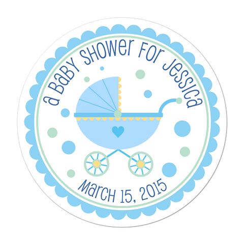 Baby Pram Personalized Baby Shower Sticker