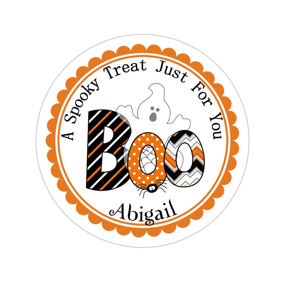 Boo Ghost Spider Personalized Sticker Halloween Stickers - INKtropolis