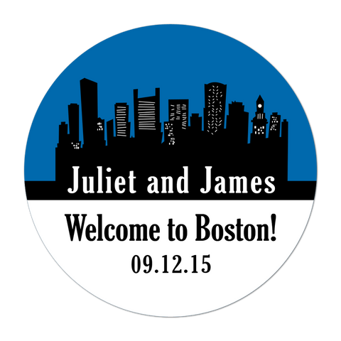 Boston Skyline Personalized Boston Skyline Destination Wedding Favor StickerSticker