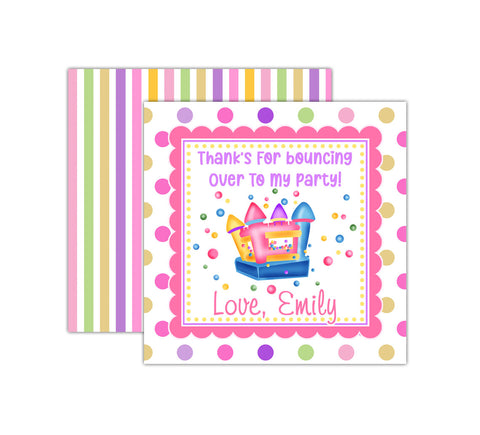 Personalized Girls Bounce House Birthday Favor Tags
