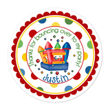 Bounce House Wide Polka Dot Border Personalized Sticker Birthday Stickers - INKtropolis