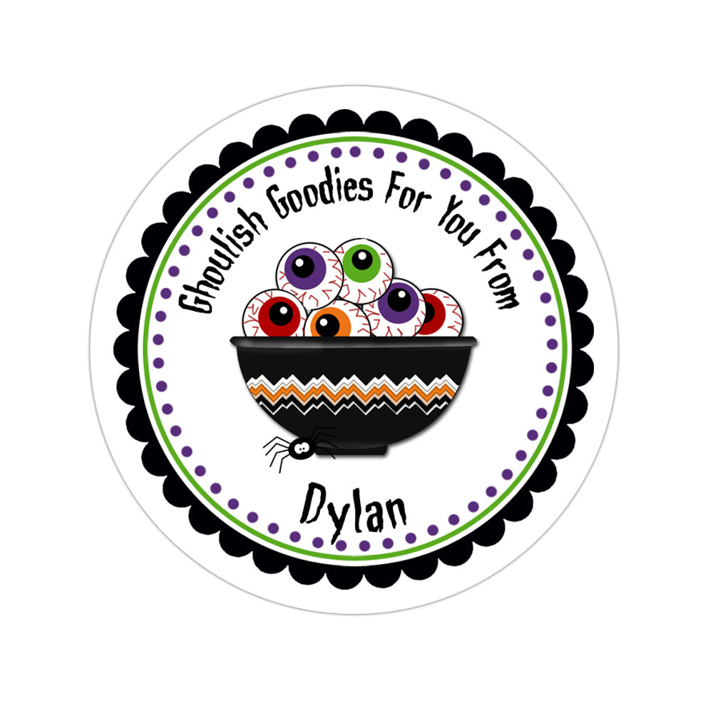 Bowl Of Eyeballs Personalized Sticker Halloween Stickers - INKtropolis
