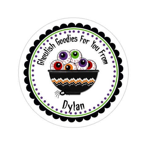 Bowl Of Eyeballs Personalized Halloween Sticker