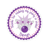 Purple Bowling Personalized Sticker Birthday Stickers - INKtropolis