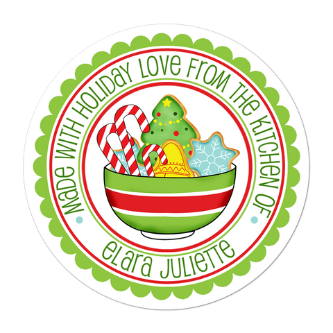 Bowl Of Cookies Personalized Holiday Sticker
