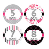 Pink, Gray & Black Monthly Baby Stickers onesie sticker - INKtropolis