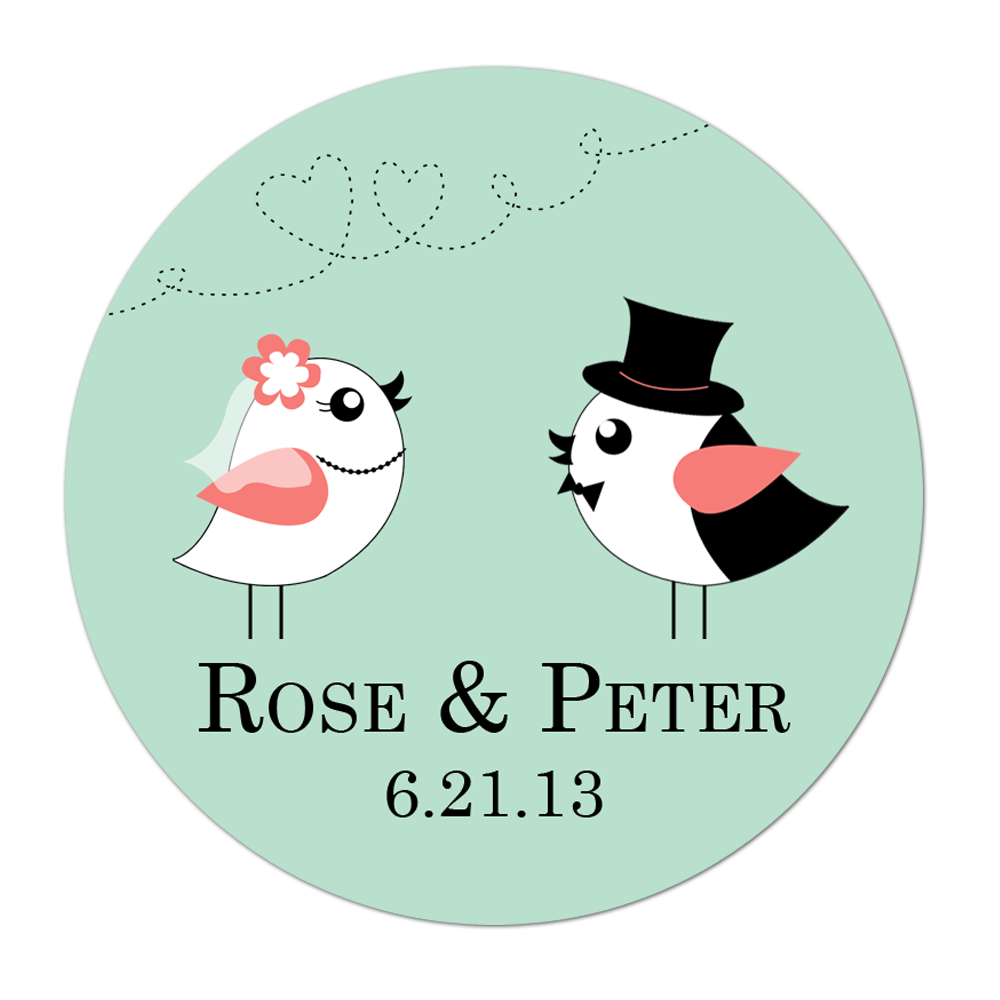 Bride and Groom Birds Personalized Sticker Wedding Stickers - INKtropolis