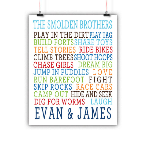 Brothers Kids Room Wall Art, Nursery Decor