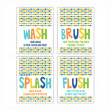 Bathroom Kids Rules Wash Brush Flush Bubbles Poster, Print, Framed or Canvas bathroom art - INKtropolis