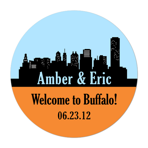 Buffalo Skyline Destination Personalized Wedding Favor Sticker