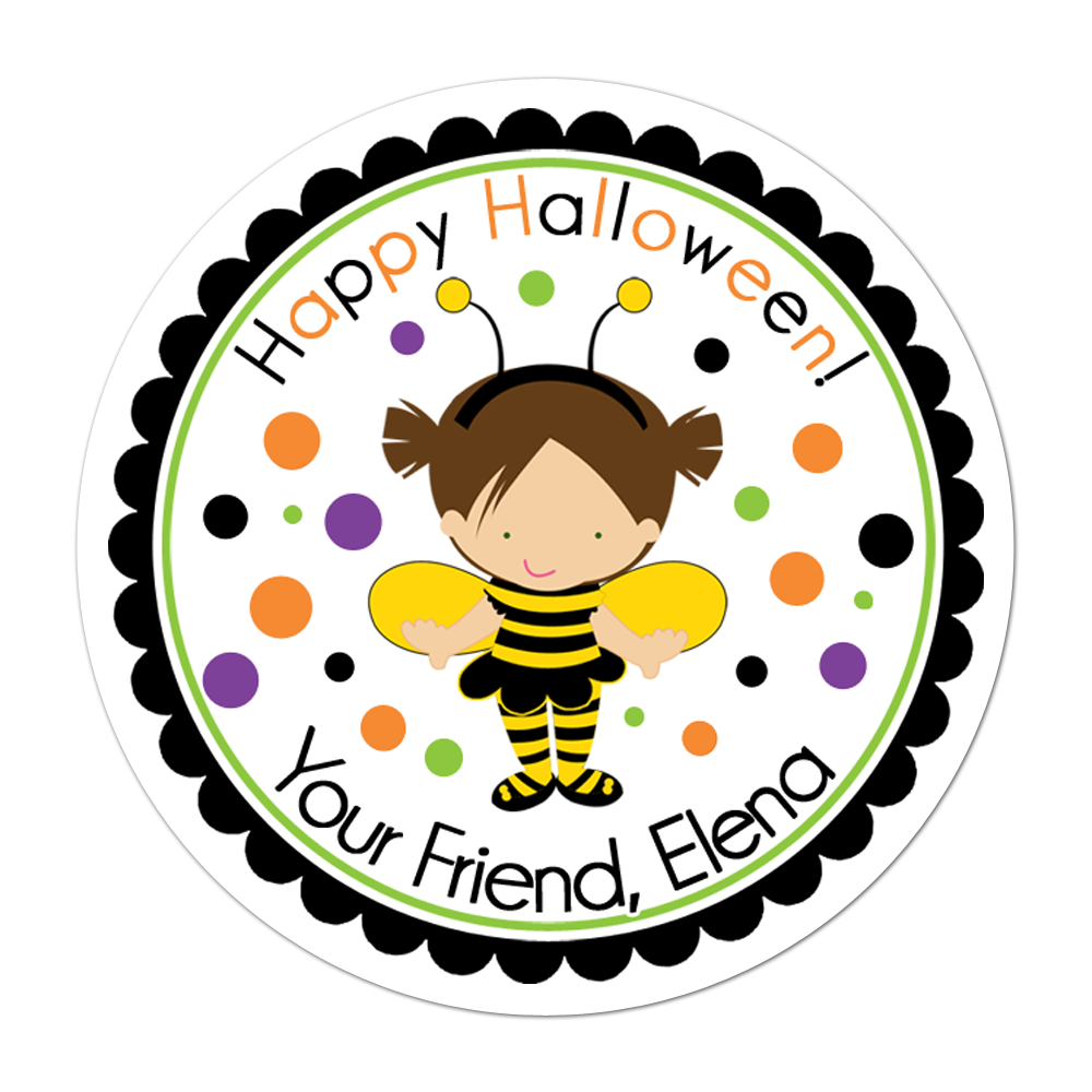 Bee Costume Personalized Sticker Halloween Stickers - INKtropolis