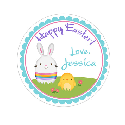 Easter Bunny and Chick Personalized Easter Sticker