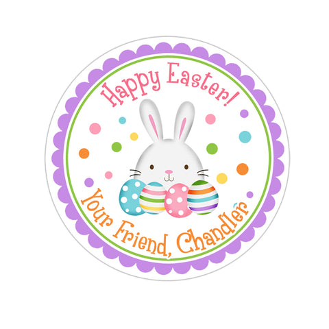 Easter Bunny With Eggs Personalized Easter Sticker