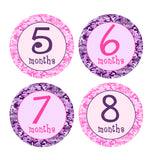 Pink and Purple Camouflage Monthly Baby Stickers onesie sticker - INKtropolis