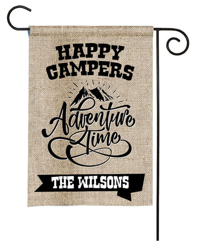 Personalized Camping Flag - Happy Campers - Adventure Time