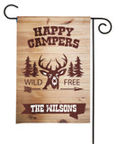 Personalized Camping Flag - Happy Campers - Rustic Deer