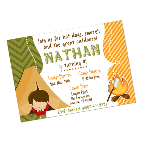 Camping Party Digital Birthday Invitation