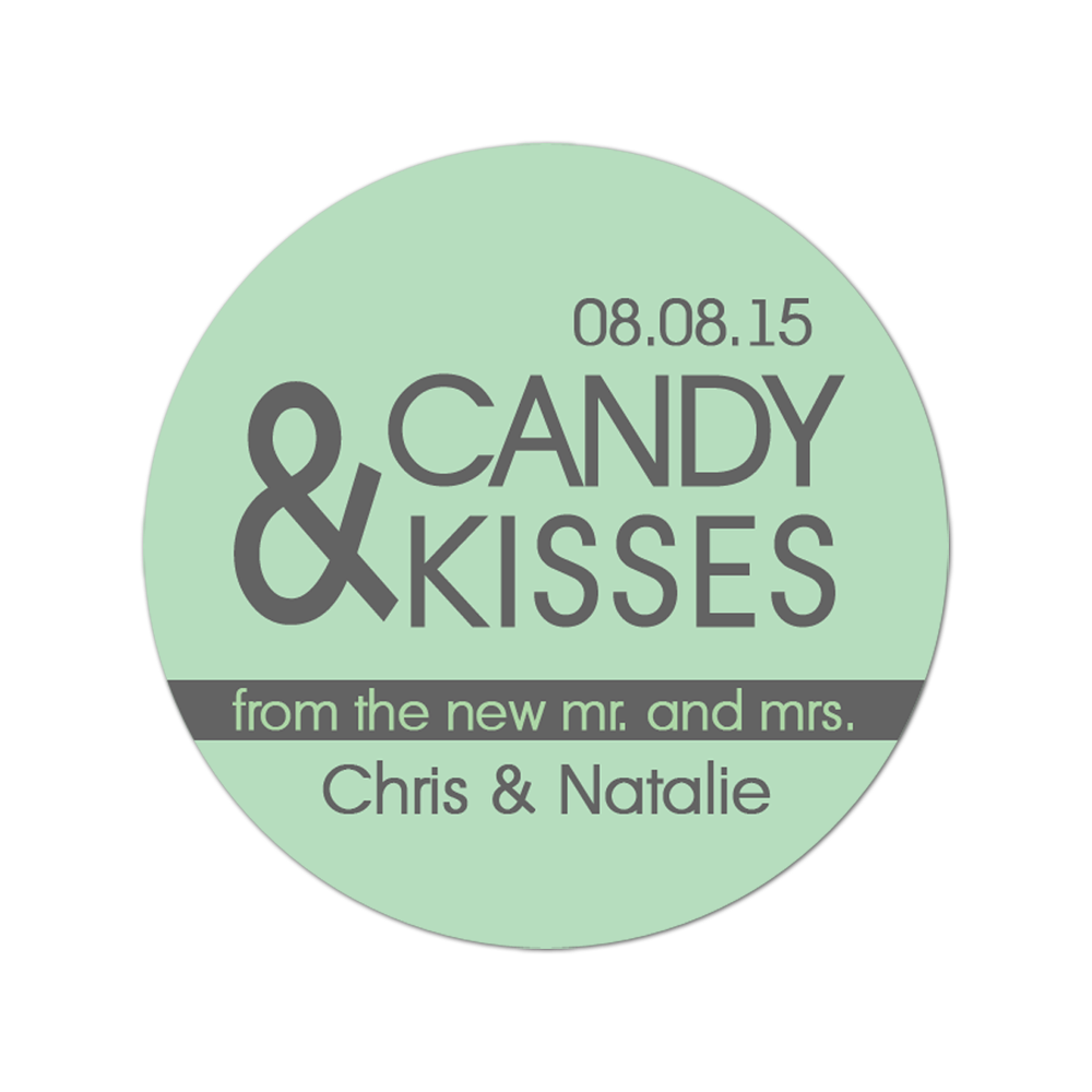 Candy and Kisses Personalized Sticker Wedding Stickers - INKtropolis