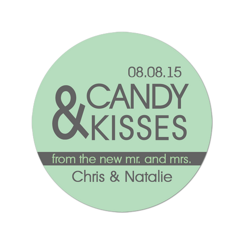 Candy and Kisses Personalized Wedding Favor Sticker