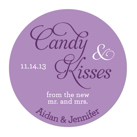 Candy and Kisses From The New Mr and Mrs Personalized Wedding Favor Sticker