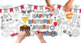 Personalized Vintage Car Birthday Coloring Banner, Poster, Paper Table Cover