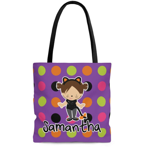 Personalized Halloween Trick Or Treat Bag, Kids Halloween Tote Bag - Cat Costume