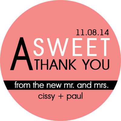 A Sweet Thank You Personalized Wedding Favor Sticker